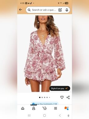 Red and White Floral Romper Belted
